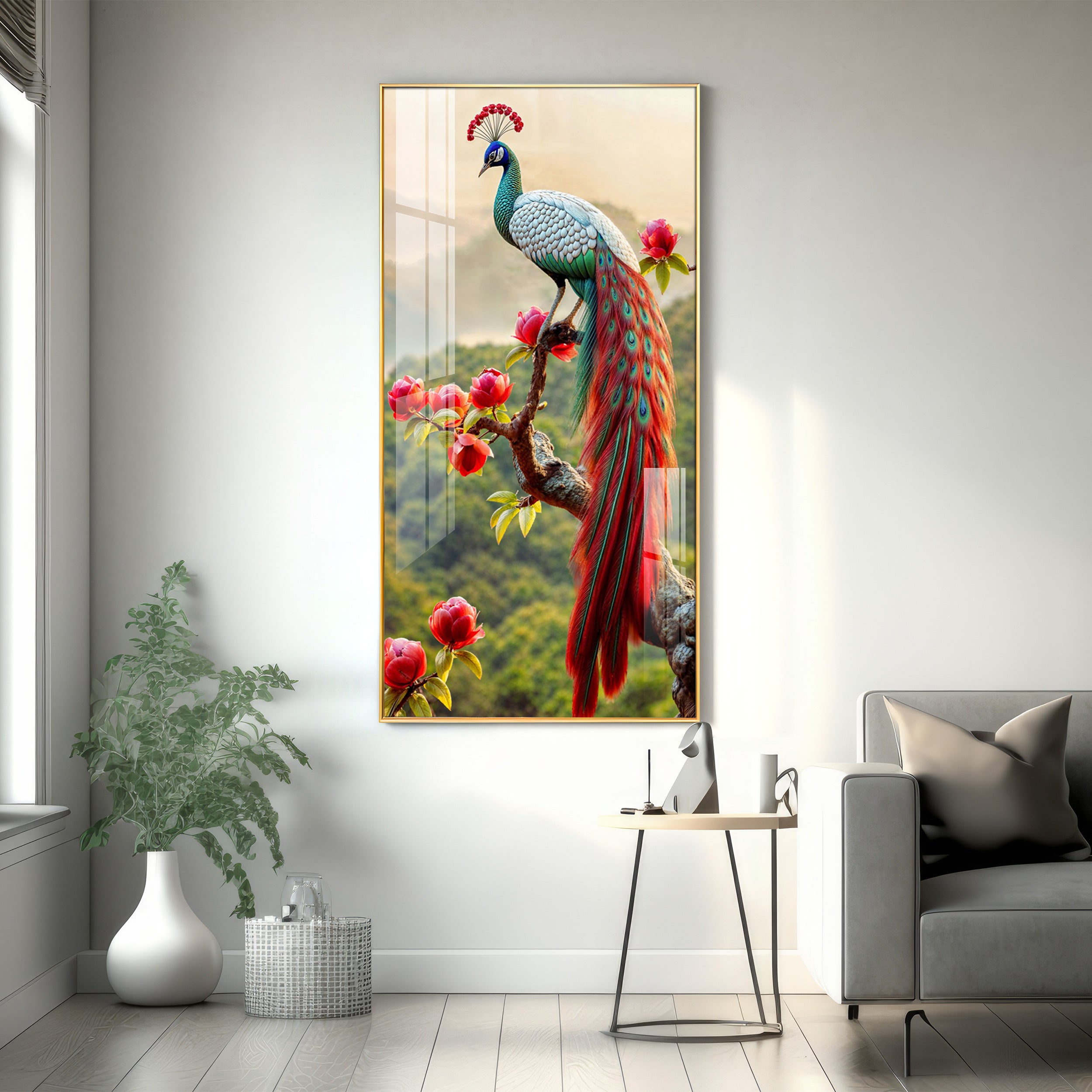 The Peacock Artistry Premium Acrylic Vertical Wall Art