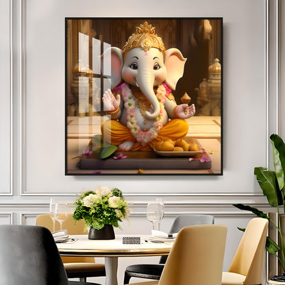 Bal Ganesh Premium Acrylic Square Wall Art