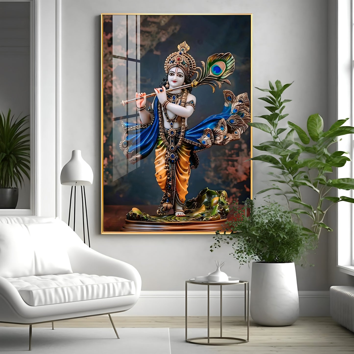 Divine Harmony Of Krishna Premium Vertical Acrylic Wall Art