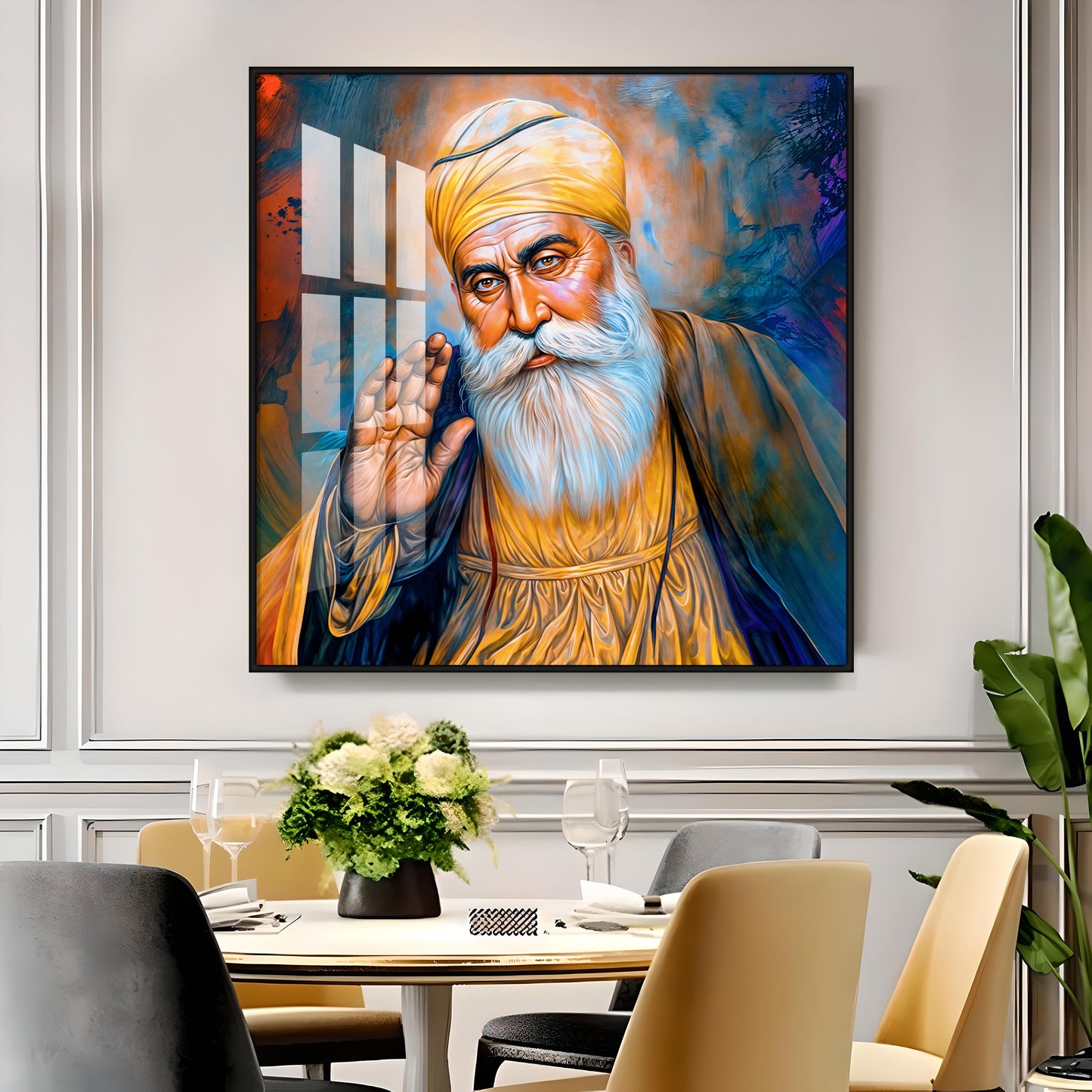 Abstract of Guru Nanak Dev Ji Premium Acrylic Square Wall Art