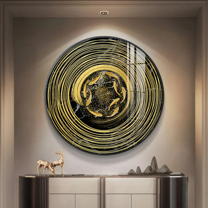 Koi In Spiral Premium Acrylic Round Wall Art
