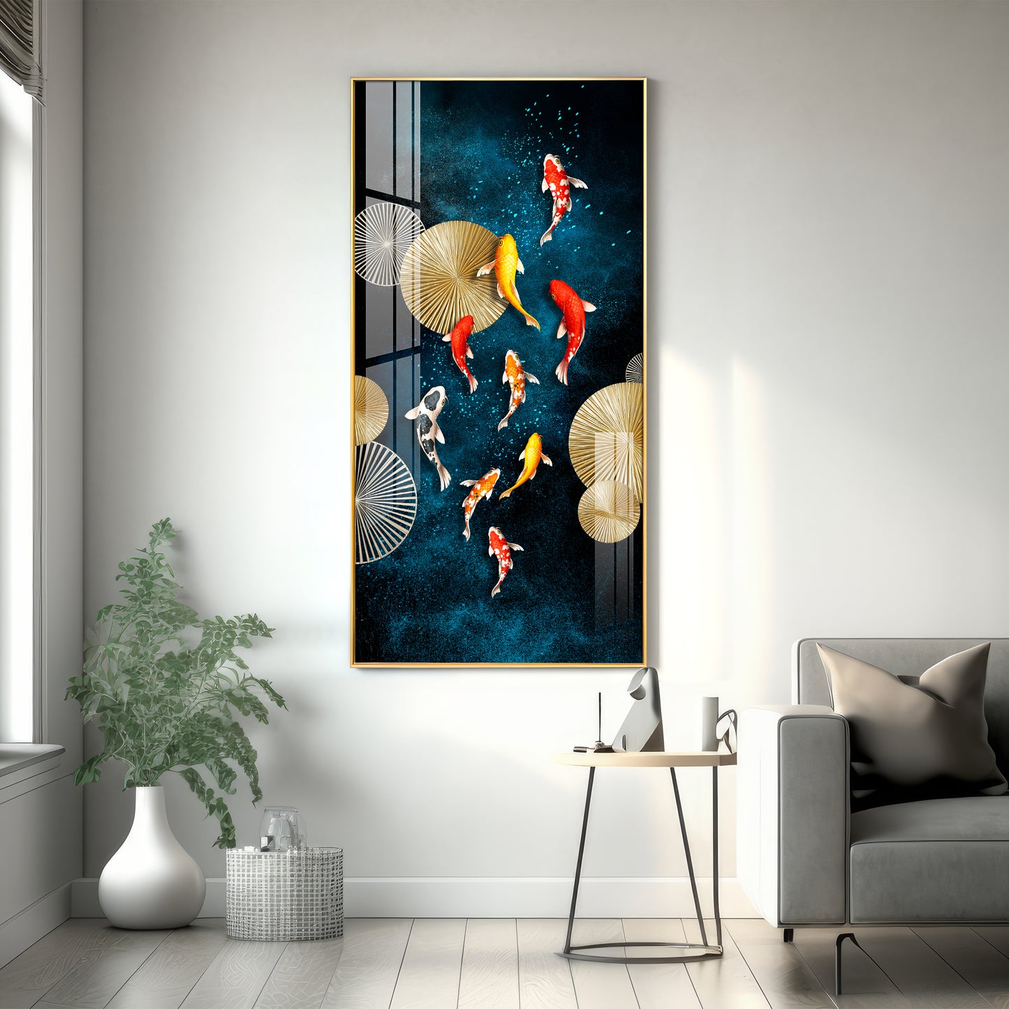 Colourful Koi Fish Premium Acrylic Vertical Wall Art