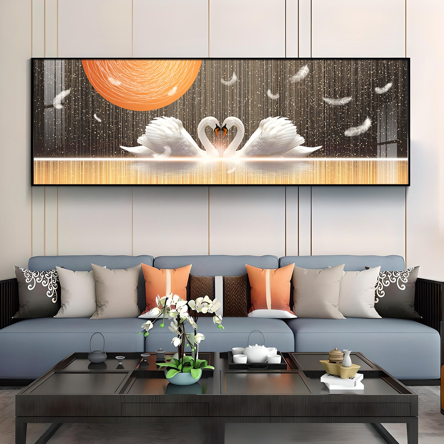 Swans In Sunlight Premium Acrylic Horizontal Wall Art