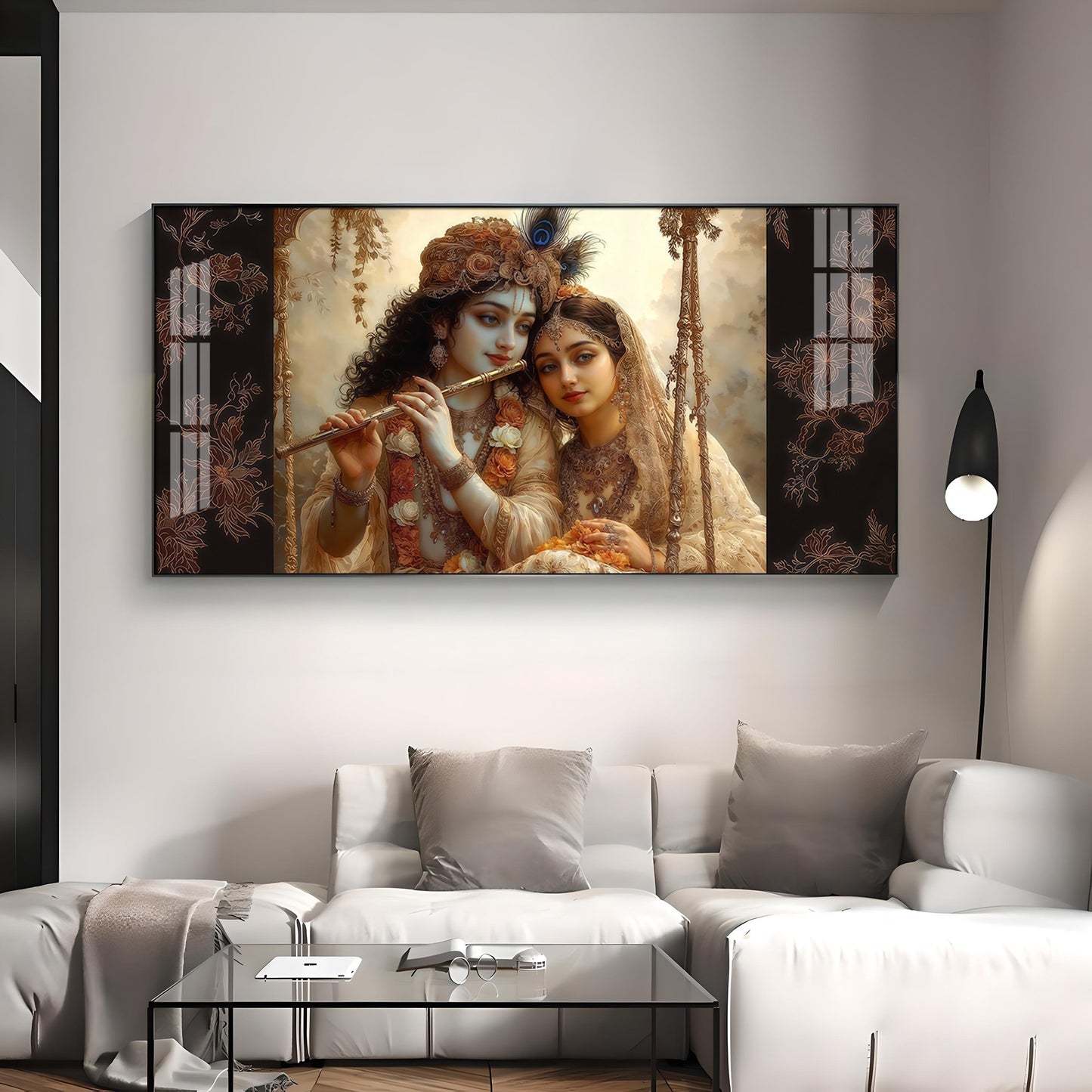 Loving Radha Krishna Premium Acrylic Horizontal Wall Art