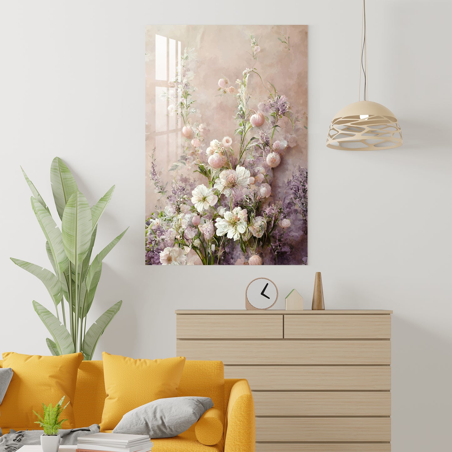 Pink & White Peony Flower Acrylic Wall Art