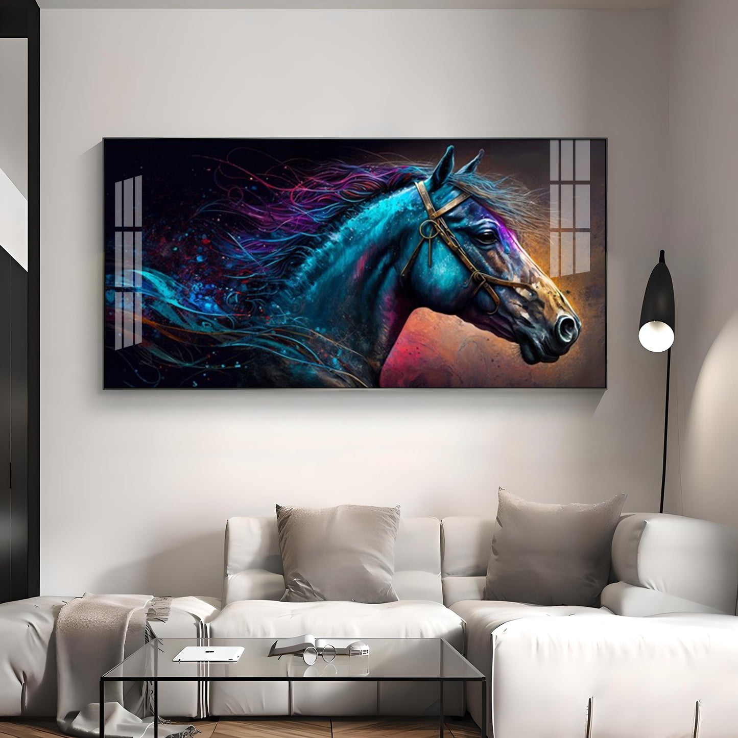 Neon Horse Premium Acrylic Horizontal Wall Art