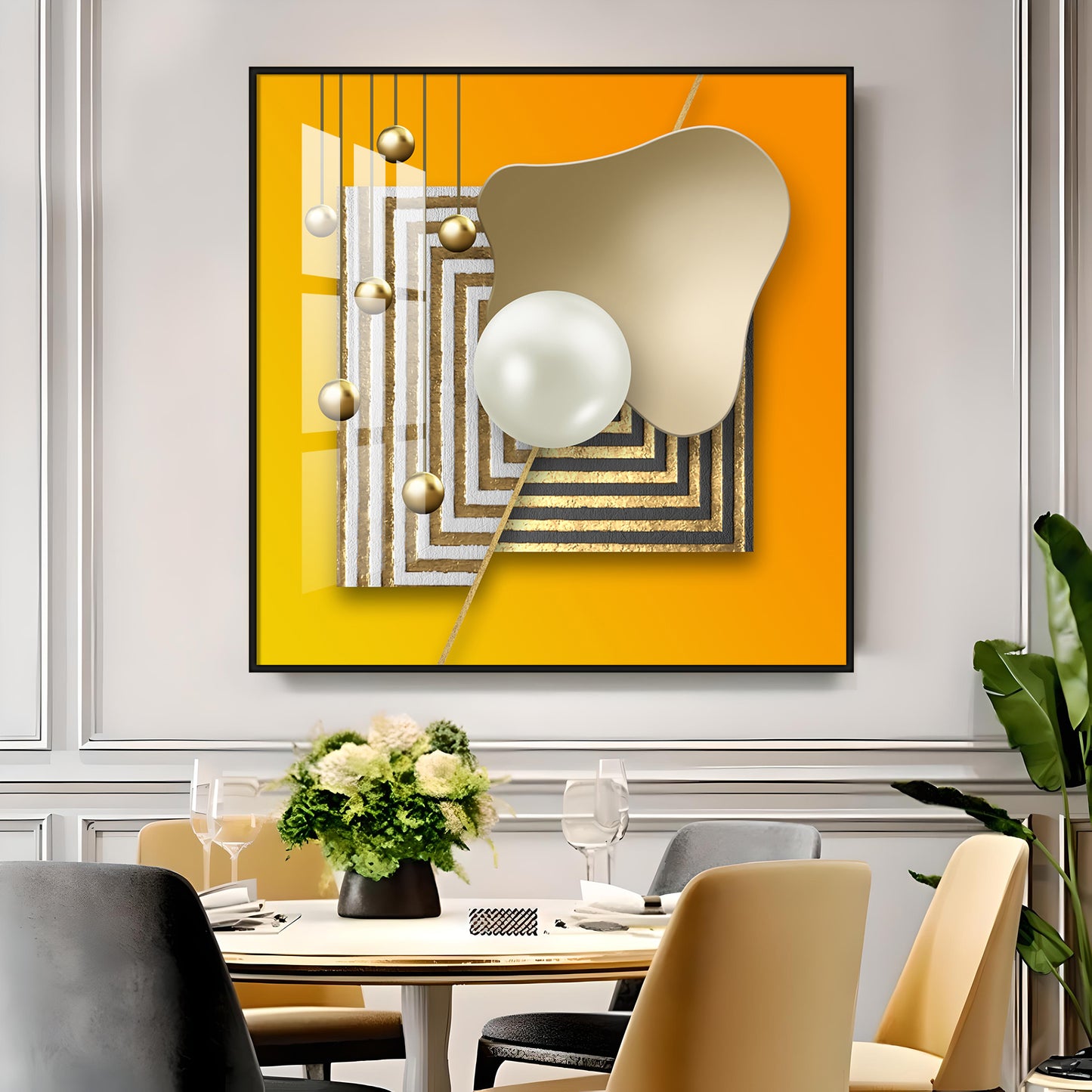 Abstract Gold Premium Acrylic Square Wall Art