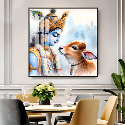 Shree Krishna Govind Premium Acrylic Square Wall Art