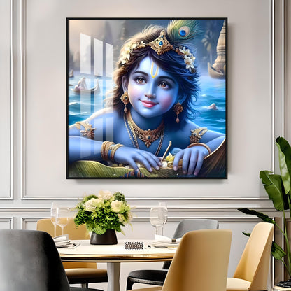 Little Krishna Premium Acrylic Square Wall Art