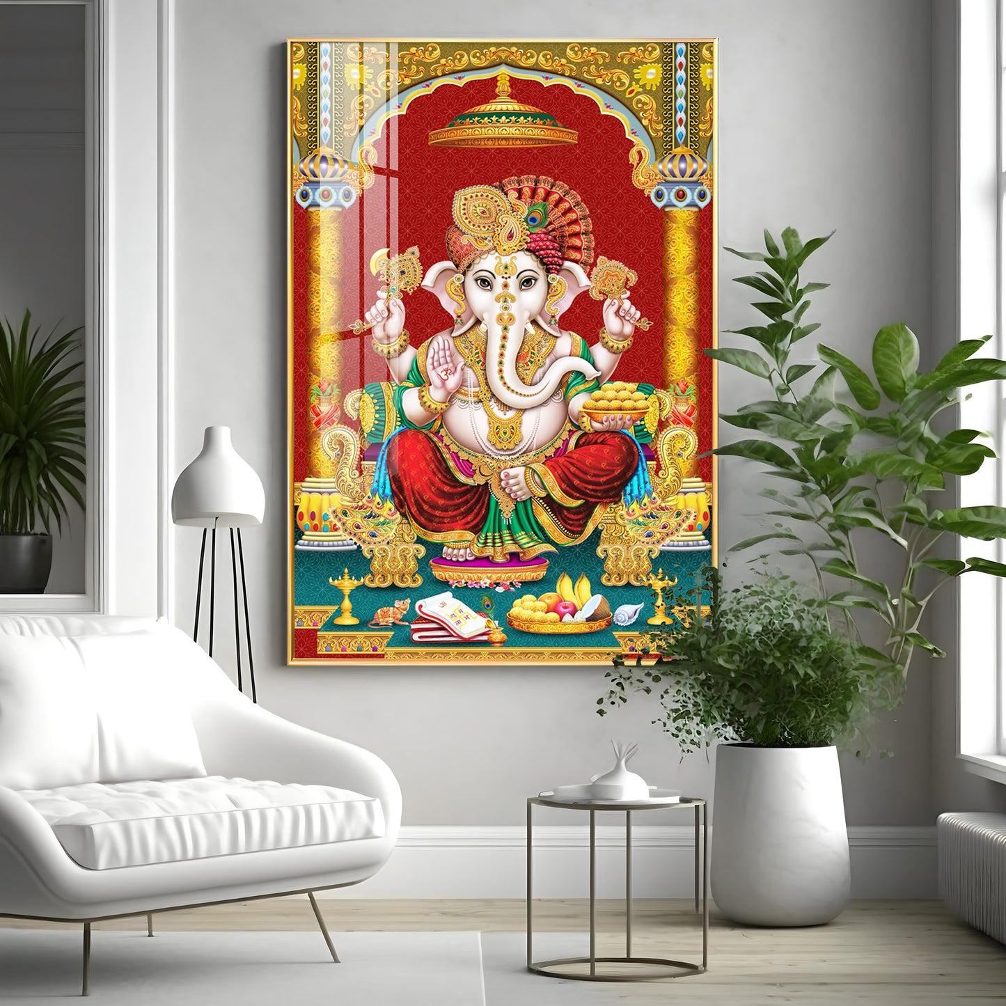 Majestic Lord Ganesha Premium Acrylic Vertical Wall Art