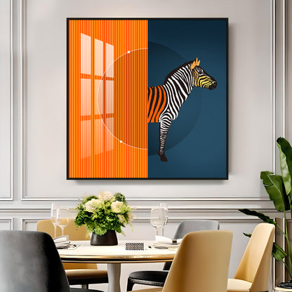 Zebra Abstract Geometric Premium Acrylic Square Wall Art