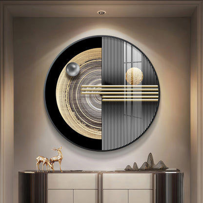 Golden Orb Premium Acrylic Round Wall Art
