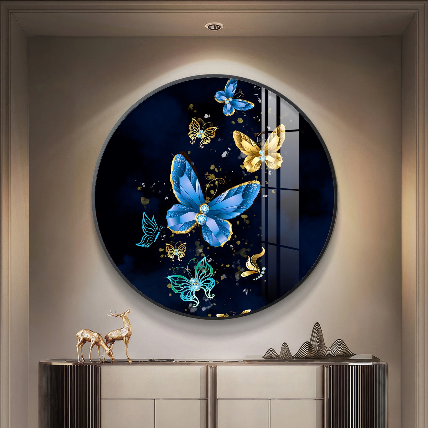 Butterfly Haven Premium Acrylic Round Wall Art