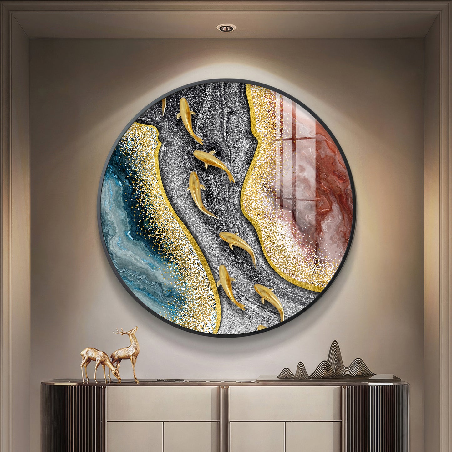 Oceanic Embrace Premium Acrylic Round Wall Art