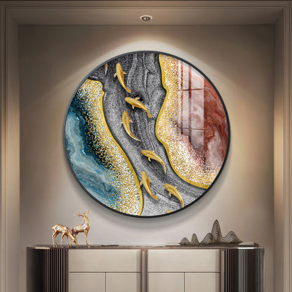 Oceanic Embrace Premium Acrylic Round Wall Art