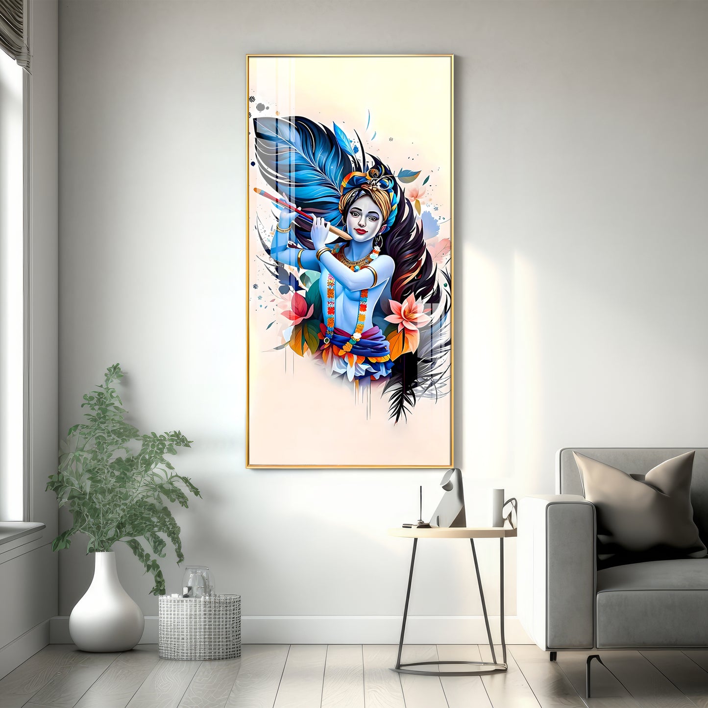 Colorful Krishna Premium Acrylic Vertical Wall Art