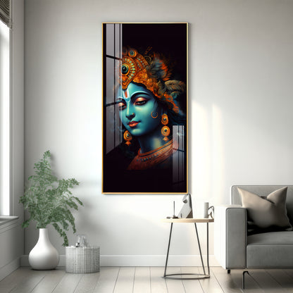 Lord Shree Krishna Premium Acrylic Vertical Wall Art