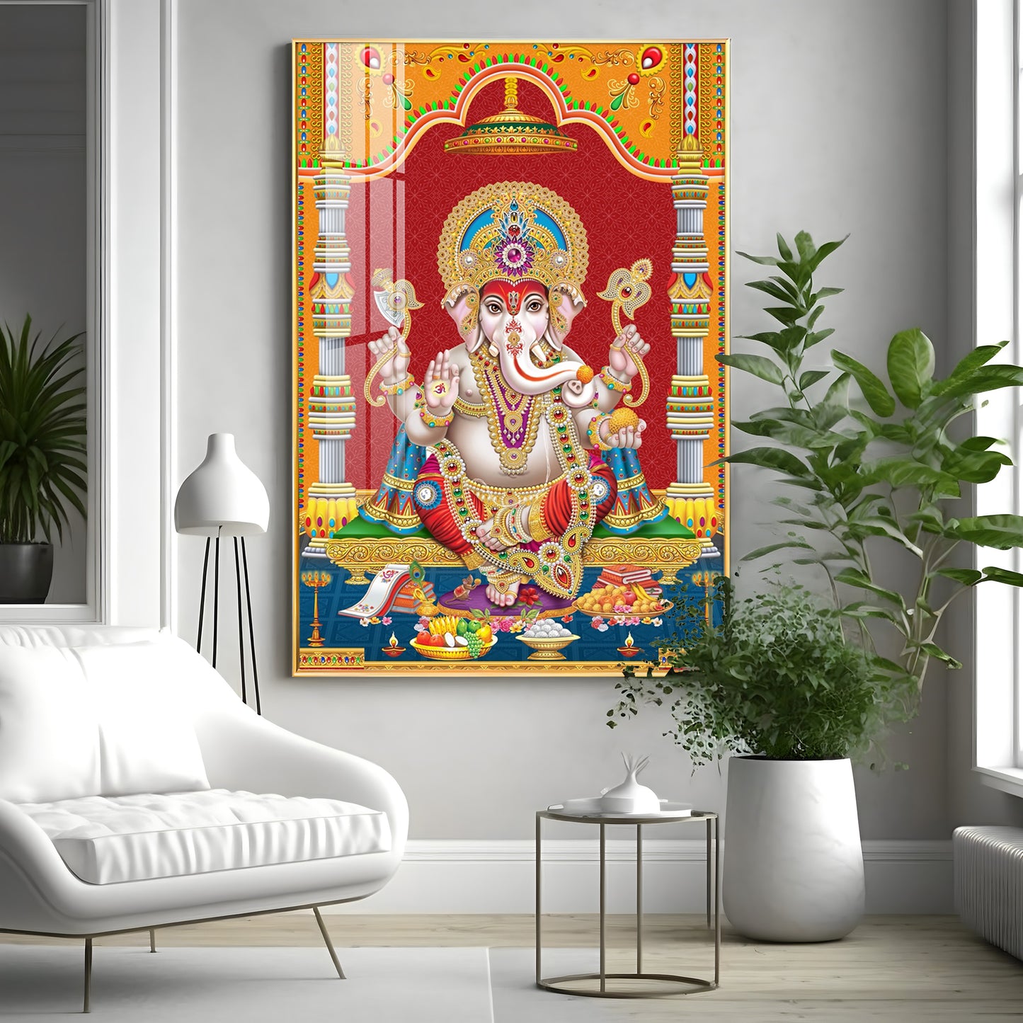 Divine Ganesha Premium Acrylic Vertical Wall Art