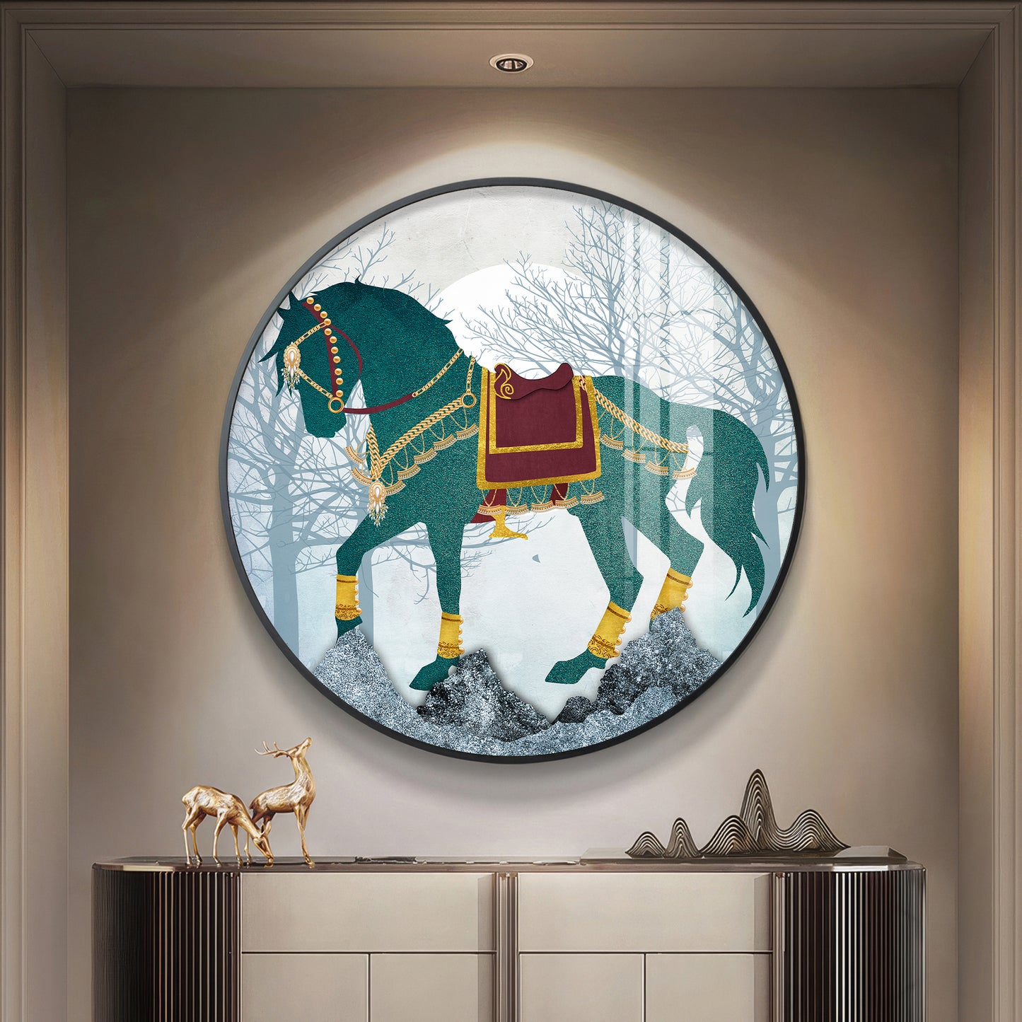 Horse Haven Premium Acrylic Round Wall Art