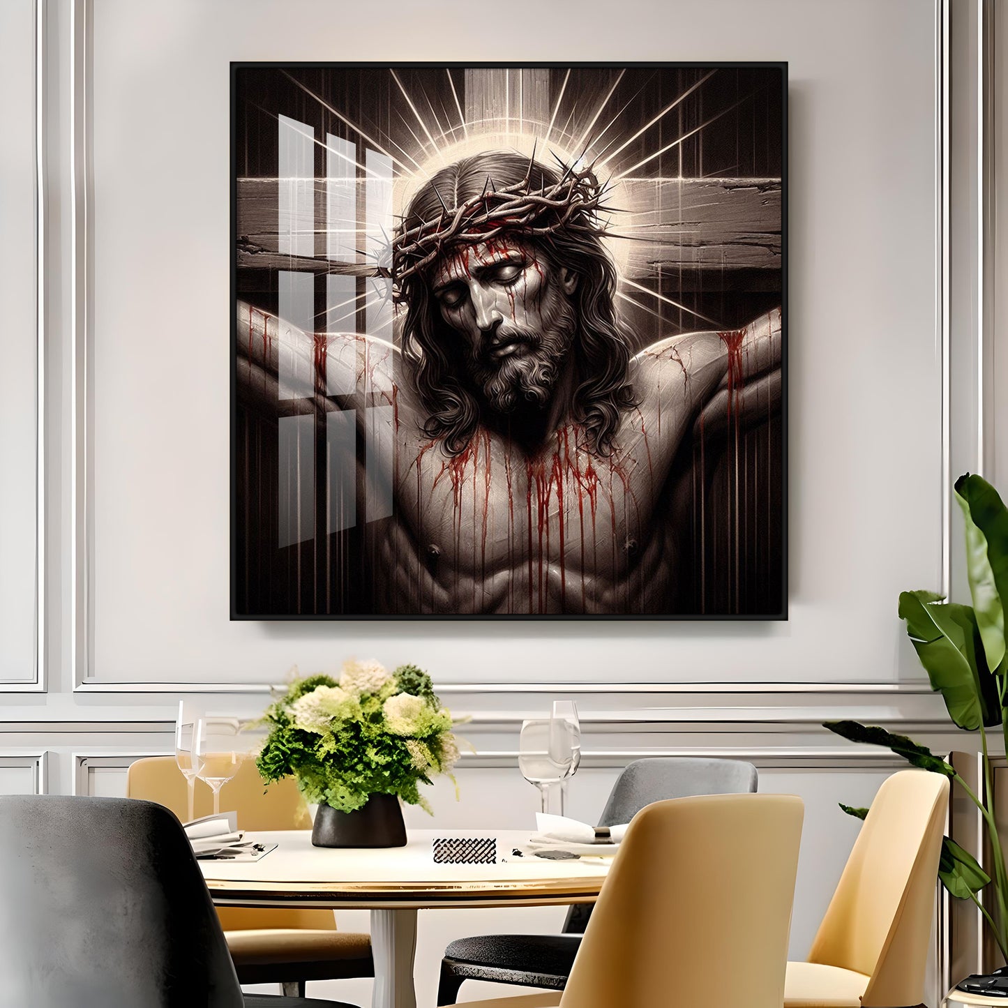 Jesus Crucified Premium Acrylic Square Wall Art