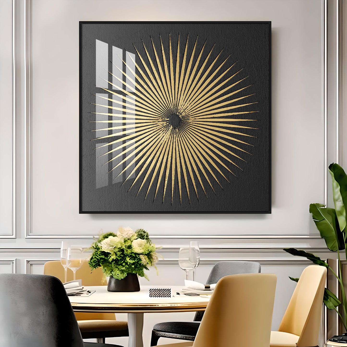 Spiky Golden Circle Premium Acrylic Square Wall Art