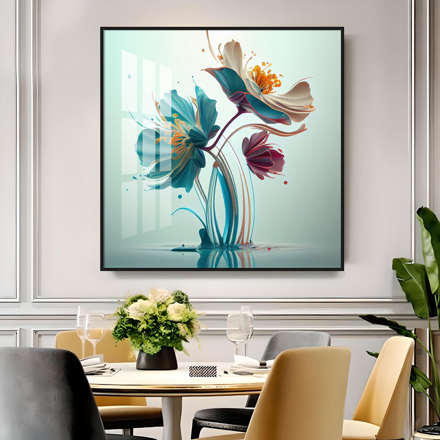 Beautiful Surrealistic Flowers Premium Acrylic Square Wall Art