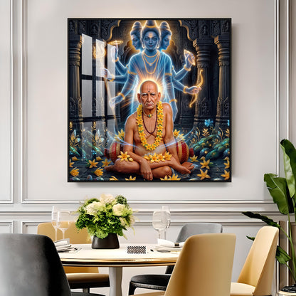 Divine Swami Samarth Premium Acrylic Square Wall Art