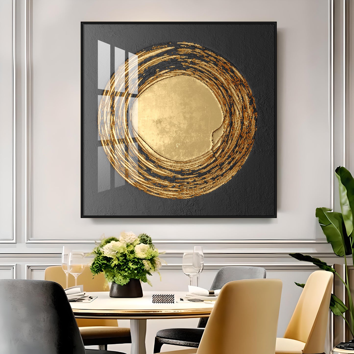 Retro Golden Circle Premium Acrylic Square Wall Art