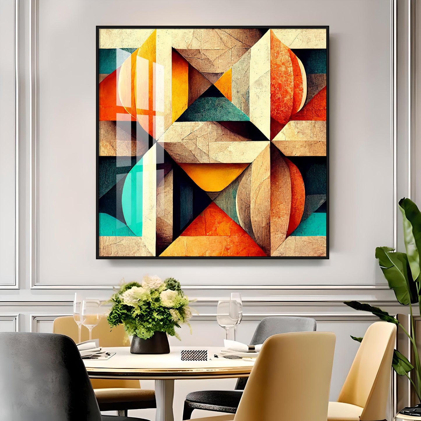 Seamless Pattern Shapes Premium Acrylic Square Wall Art