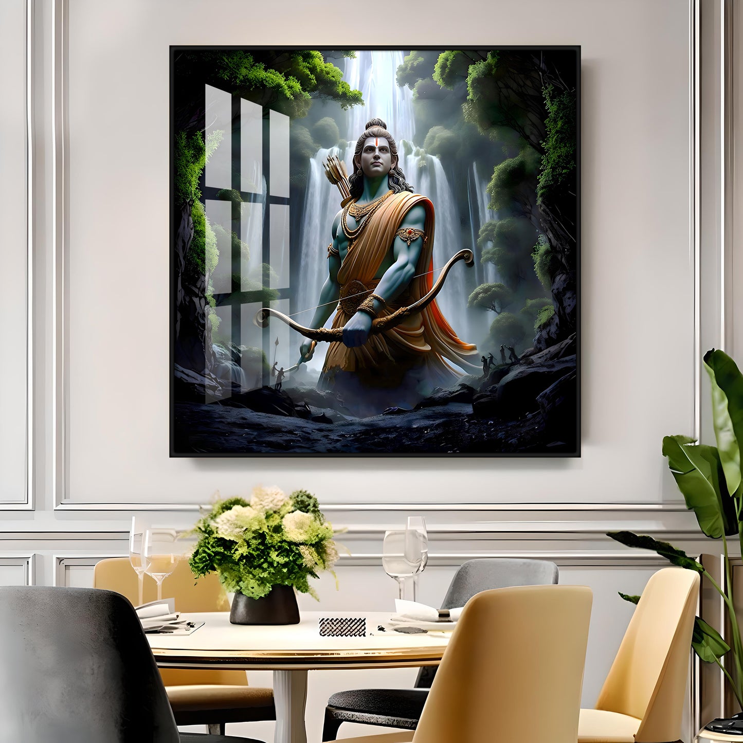 Shree Ram With Bow & Arrow Premium Acrylic Square Wall Art