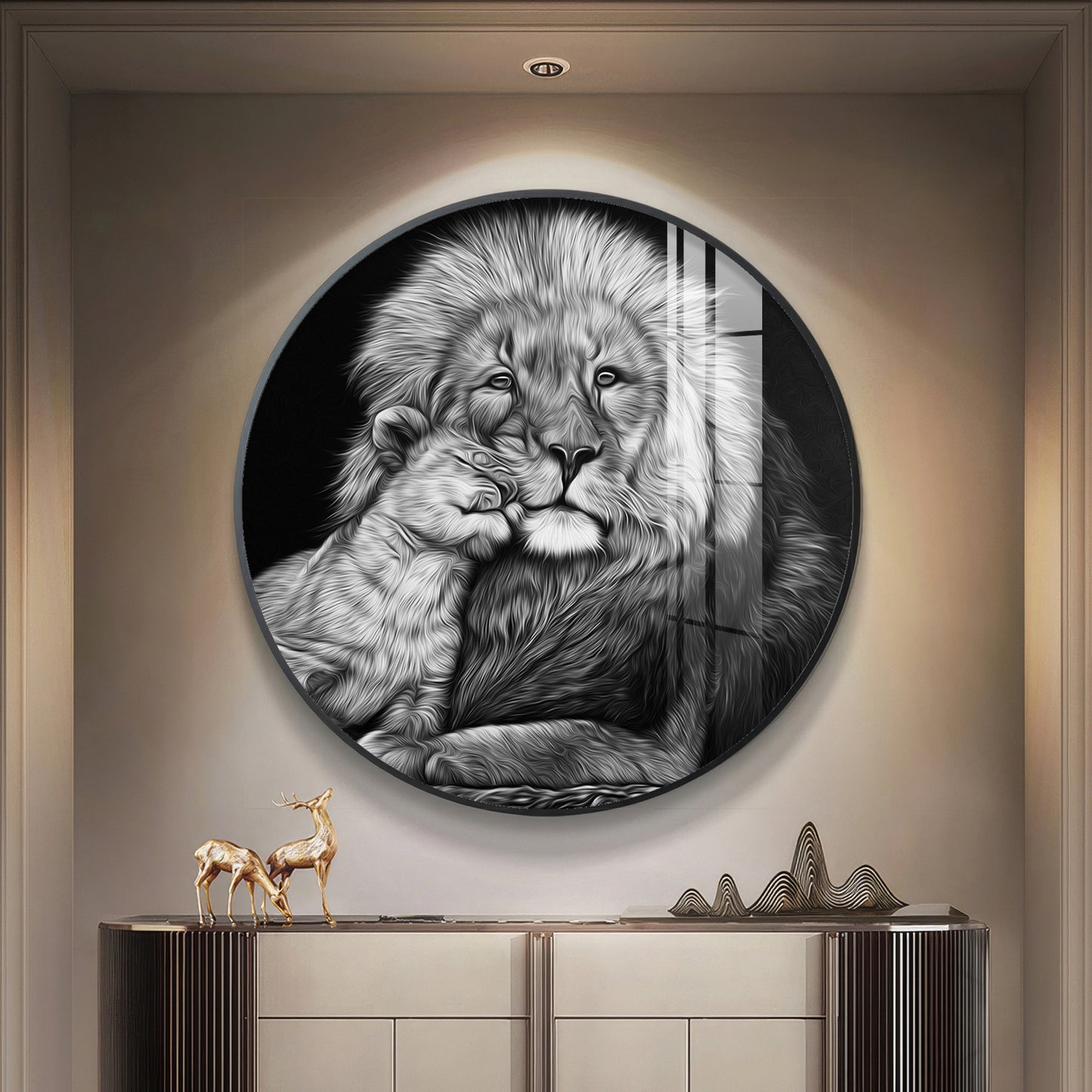 The Lion Emblem Premium Acrylic Round Wall Art