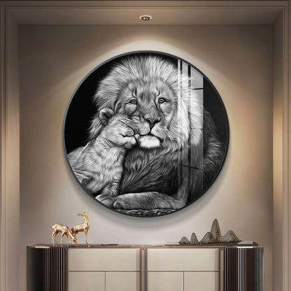 The Lion Emblem Premium Acrylic Round Wall Art