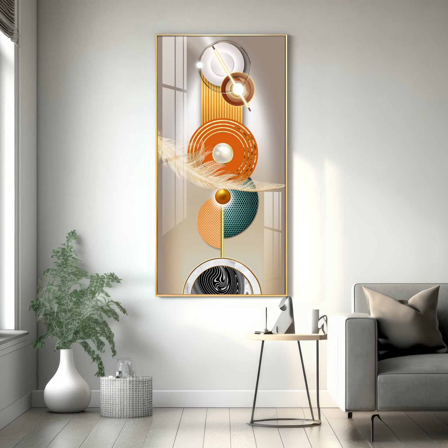 Luxury Crystal Circle Premium Acrylic Vertical Wall Art