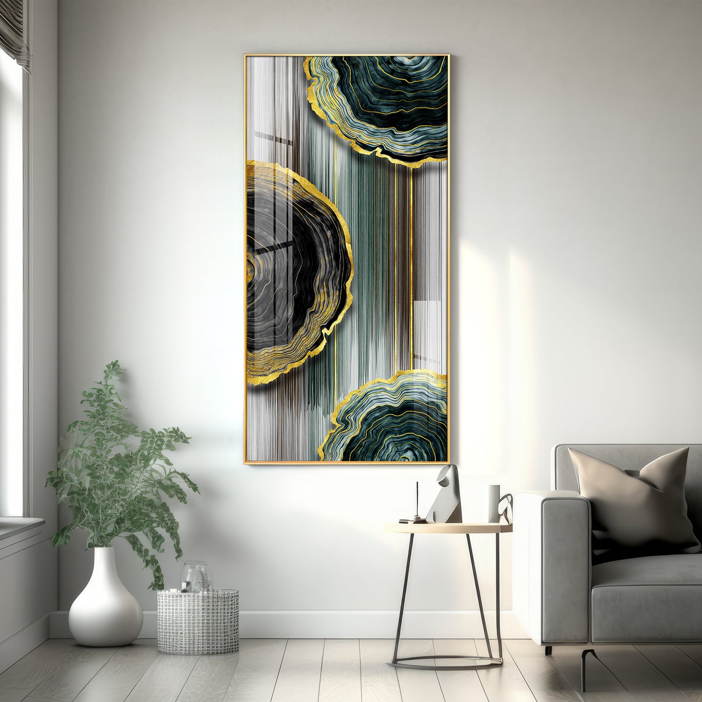 Modern Golden Annual Ring Premium Acrylic Vertical Wall Art