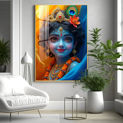 Krishna Smiling Reflection Premium Acrylic Wall Art