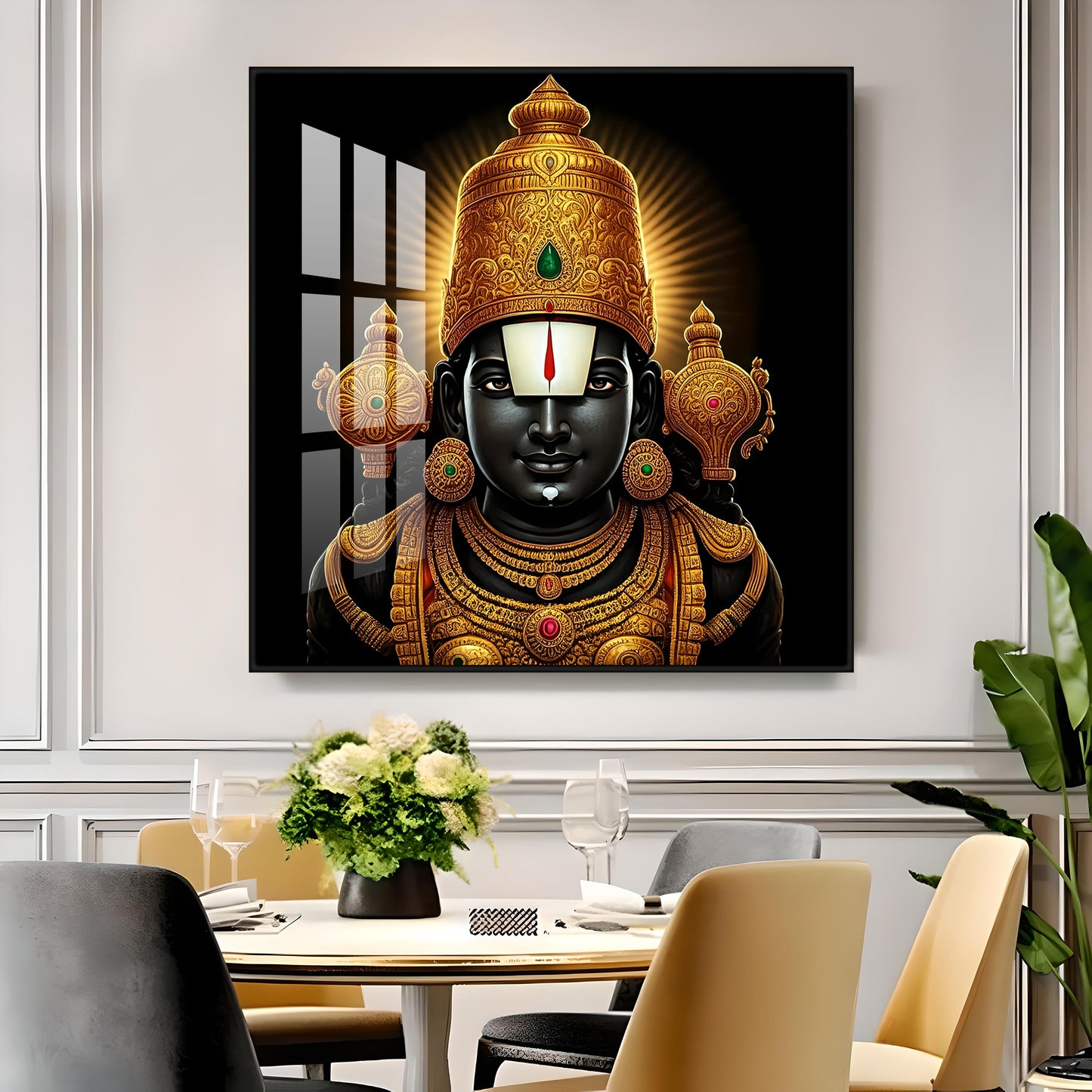 Ethereal Lord Venkateswara Swami Premium Acrylic Square Wall Art