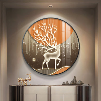 Luminious Deer Premium Acrylic Round Wall Art