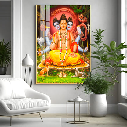 Lord Dattatreya Premium Acrylic Vertical Wall Art