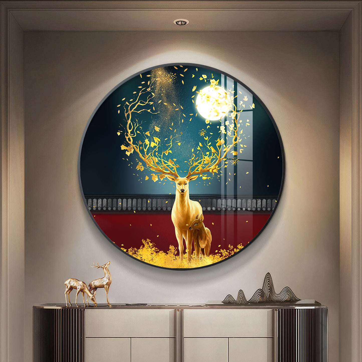 Celestial Deer Premium Acrylic Round Wall Art