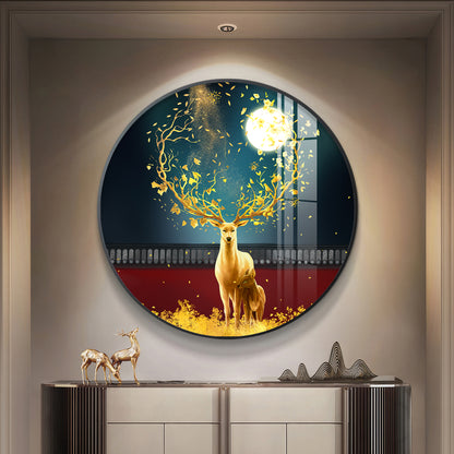 Celestial Deer Premium Acrylic Round Wall Art