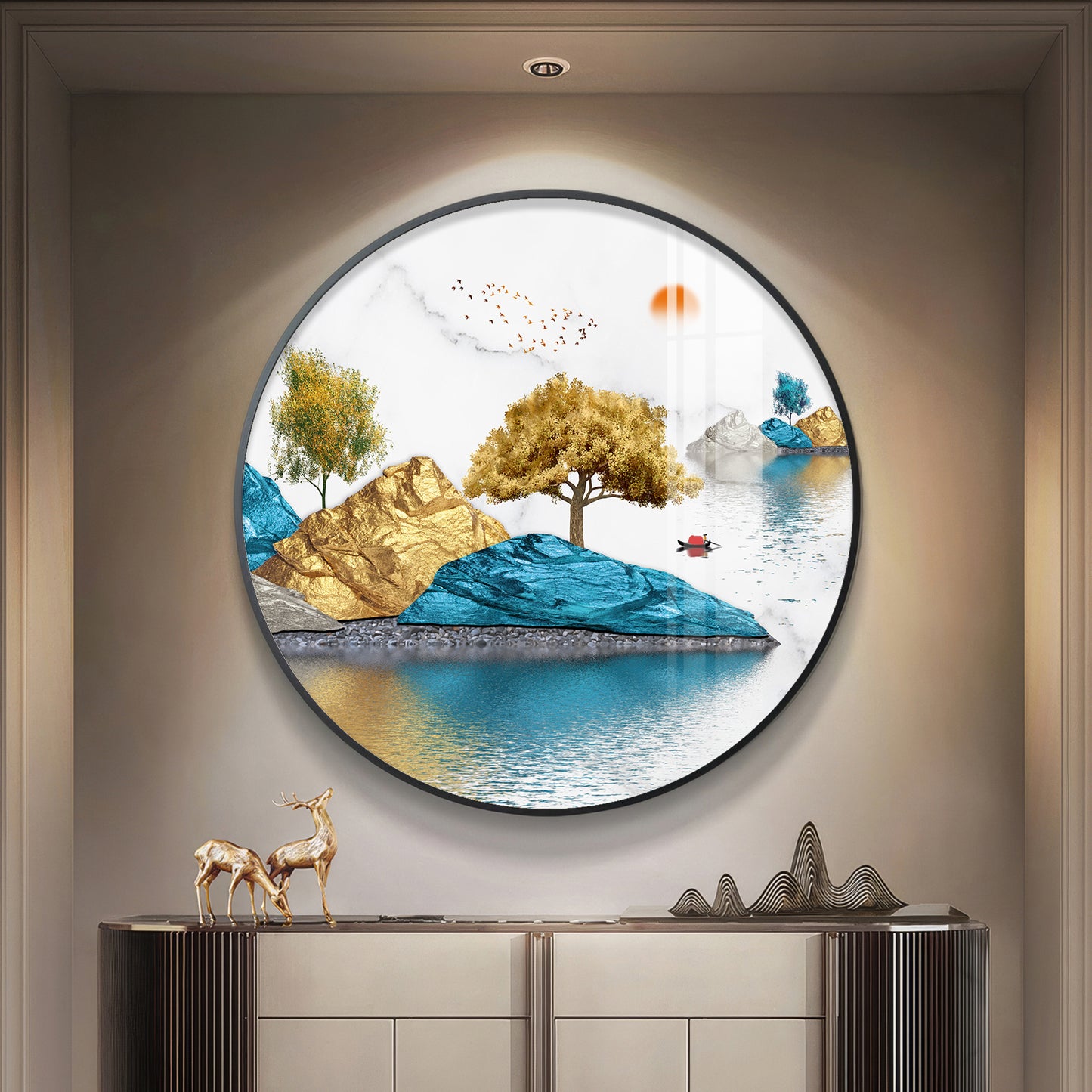 Lakebound Ascent Premium Acrylic Round Wall Art