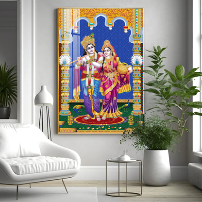 Radha and Krishna Essence Premium Acrylic Vertical Wall Art