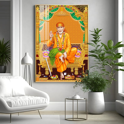 Divine Sai Baba Premium Acrylic Vertical Wall Art