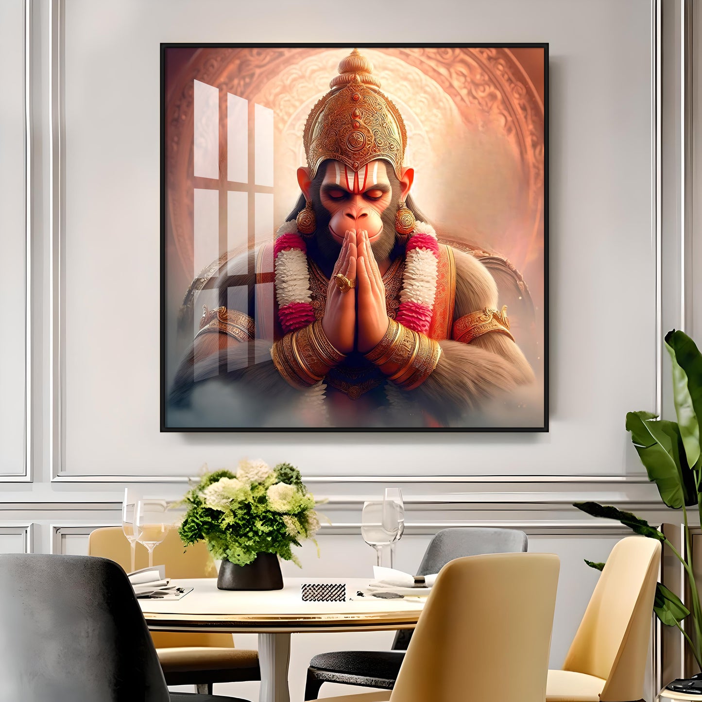 Powerful Hanuman Ji Premium Acrylic Square Wall Art