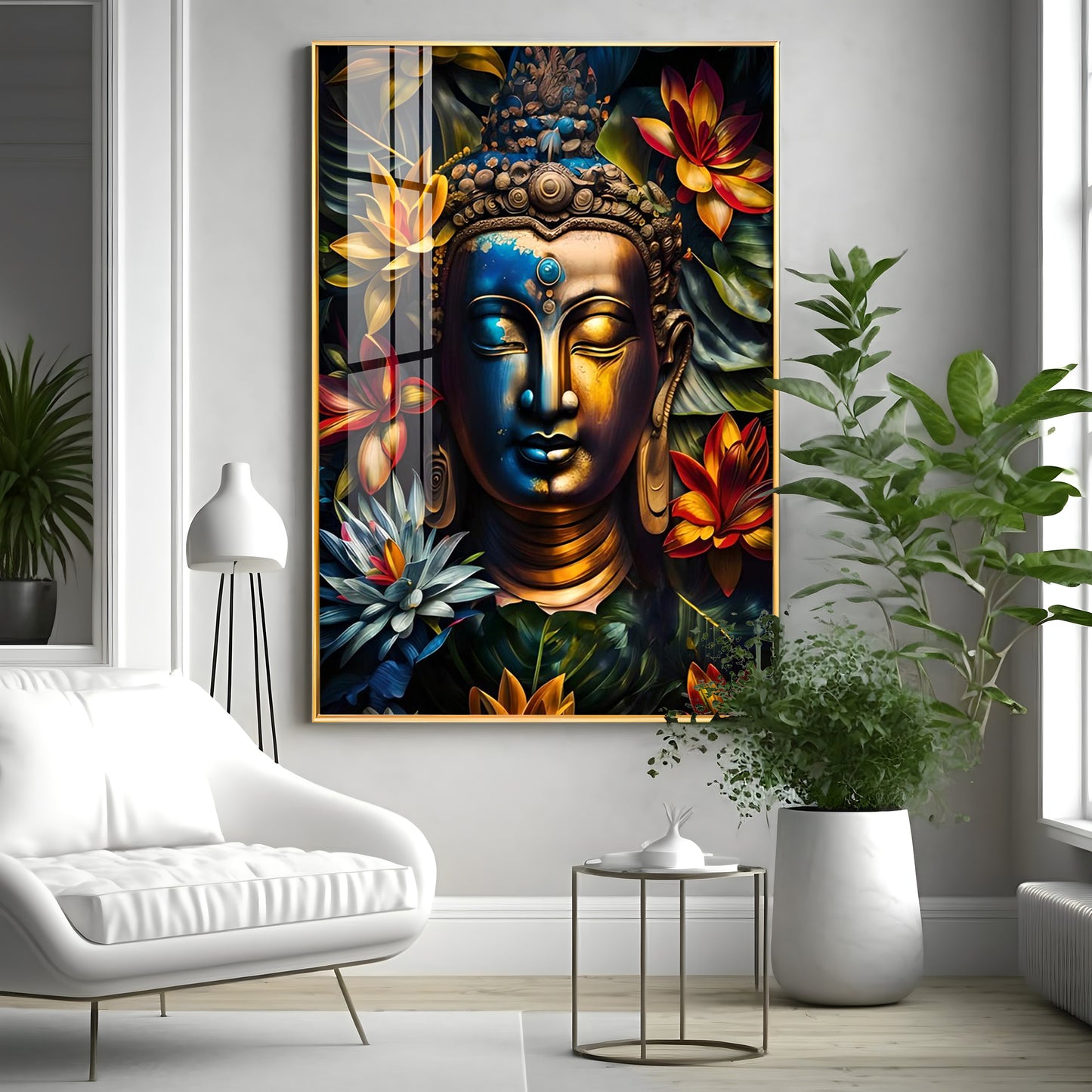 Lord Buddha Face Premium Acrylic Vertical Wall Art