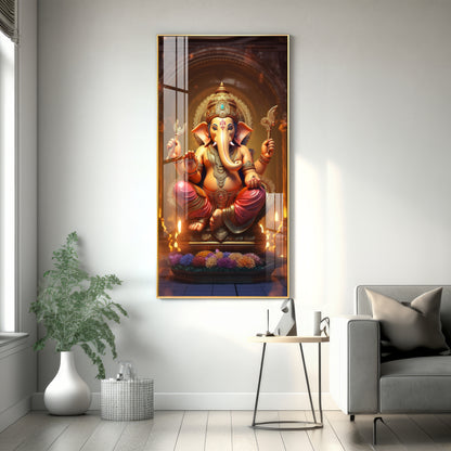 Jai Shree Ganesh Premium Acrylic Vertical Wall Art