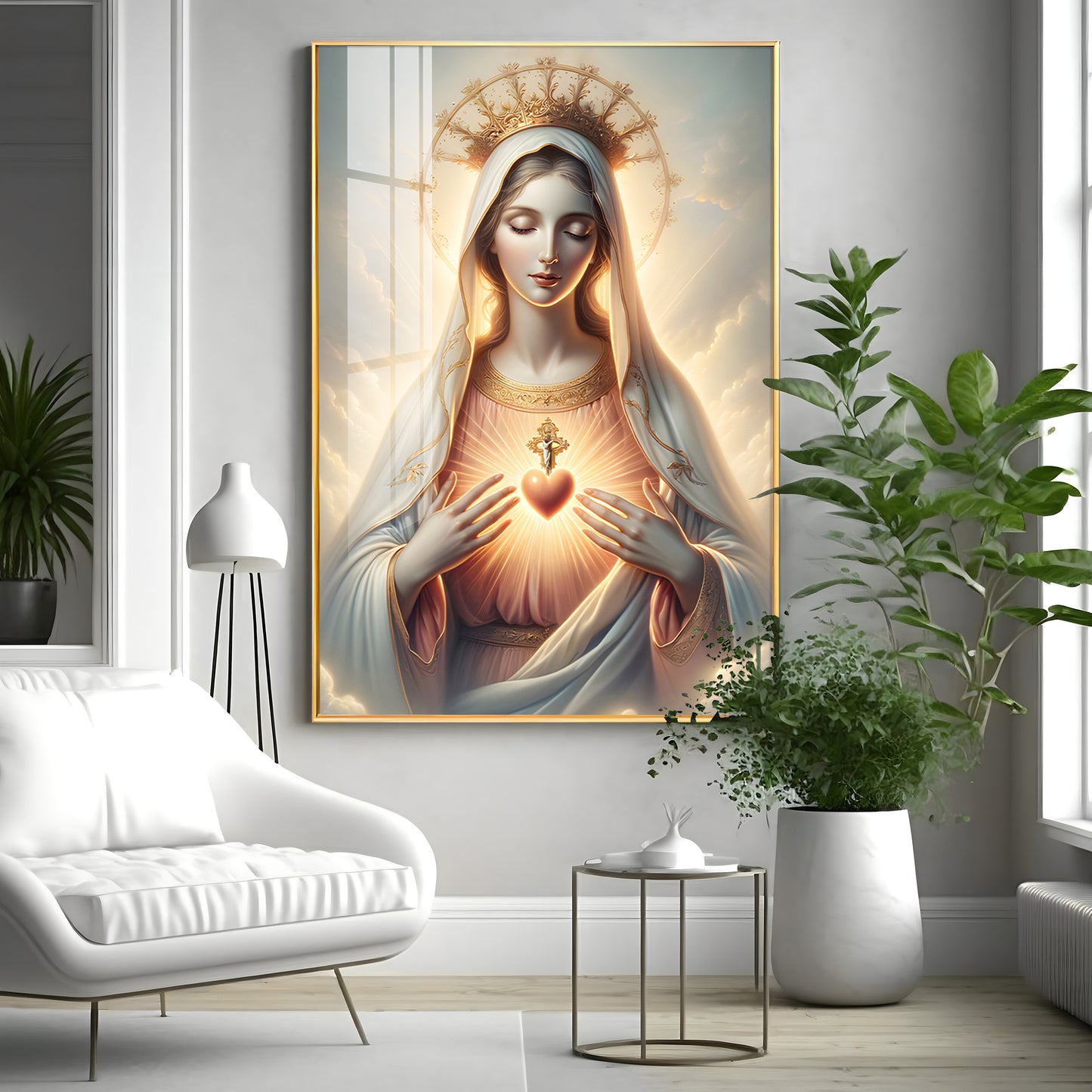 Divine Embrace of Mary Premium Acrylic Vertical Wall Art