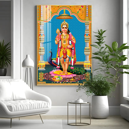 God Murugan Kartikeya Premium Acrylic Vertical Wall Art
