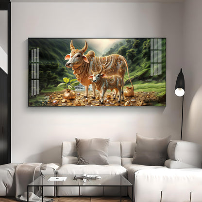 Nandi In Lush Green Forest Premium Acrylic Horizontal Wall Art