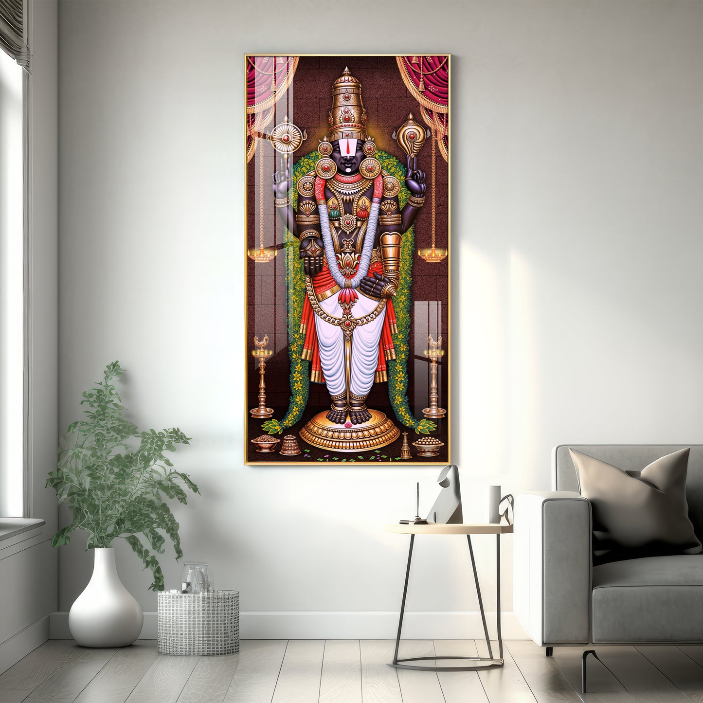 Lord Venkateswara Tirupati Balaji Premium Acrylic Vertical Wall Art